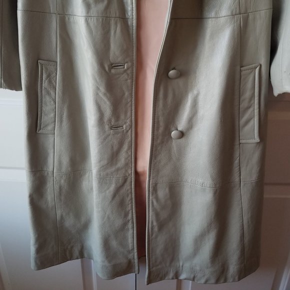 Vintage Dove Gray Leather Coat . Small / medium. - Picture 2 of 15